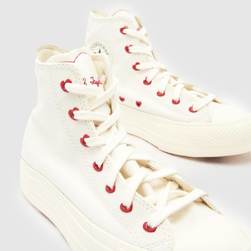 Schuh Converse All Star Lift Chucks In Love In White & Red