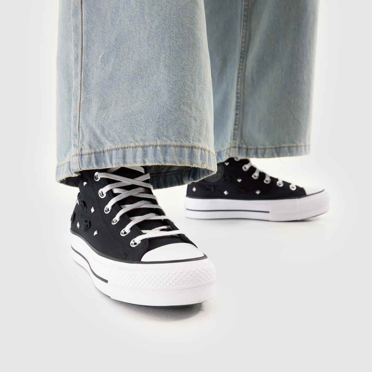 Schuh Converse All Star Lift Hi Stud In Black & White