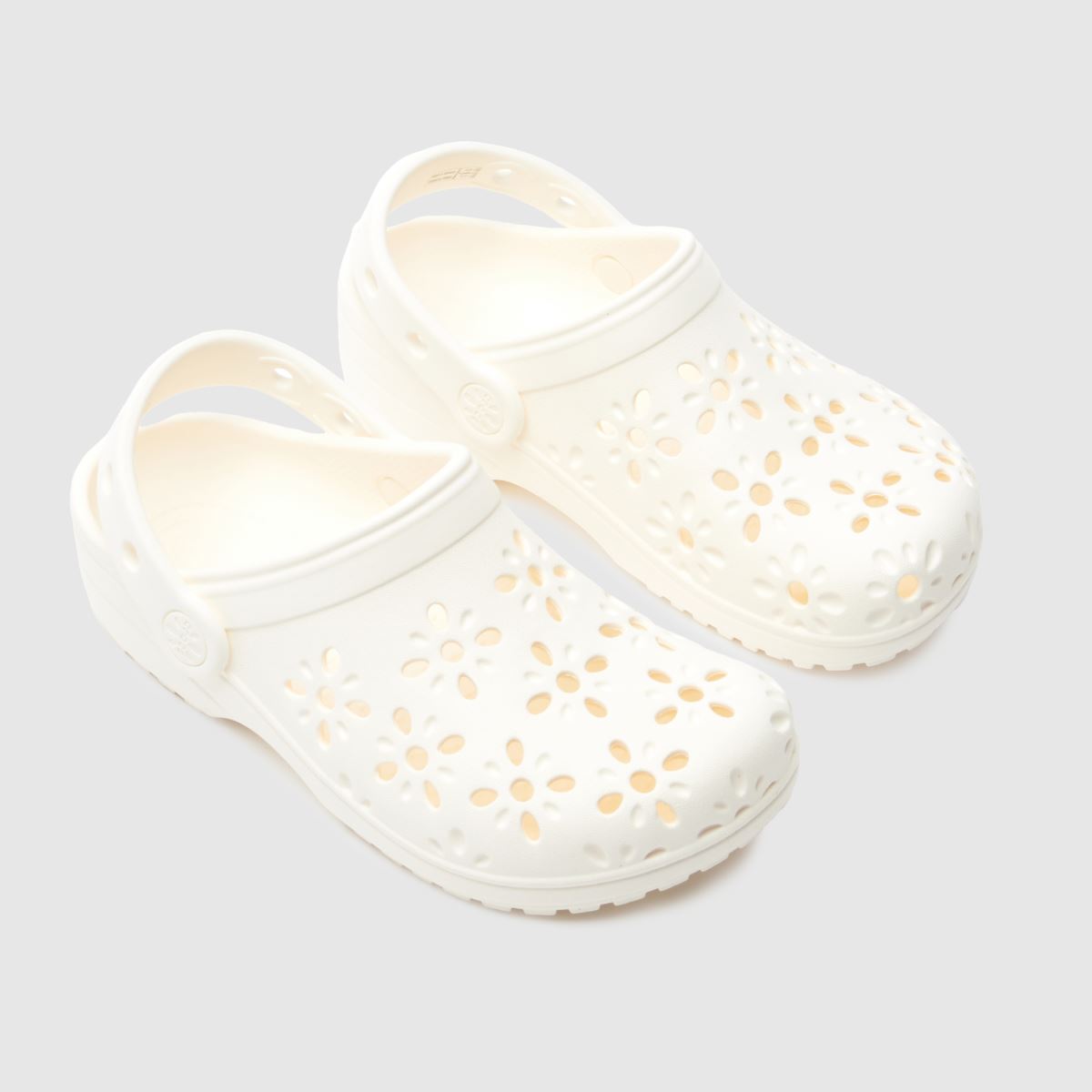 Schuh Crocs Classic Floral Cut Out Clog Girls Junior In Off-White