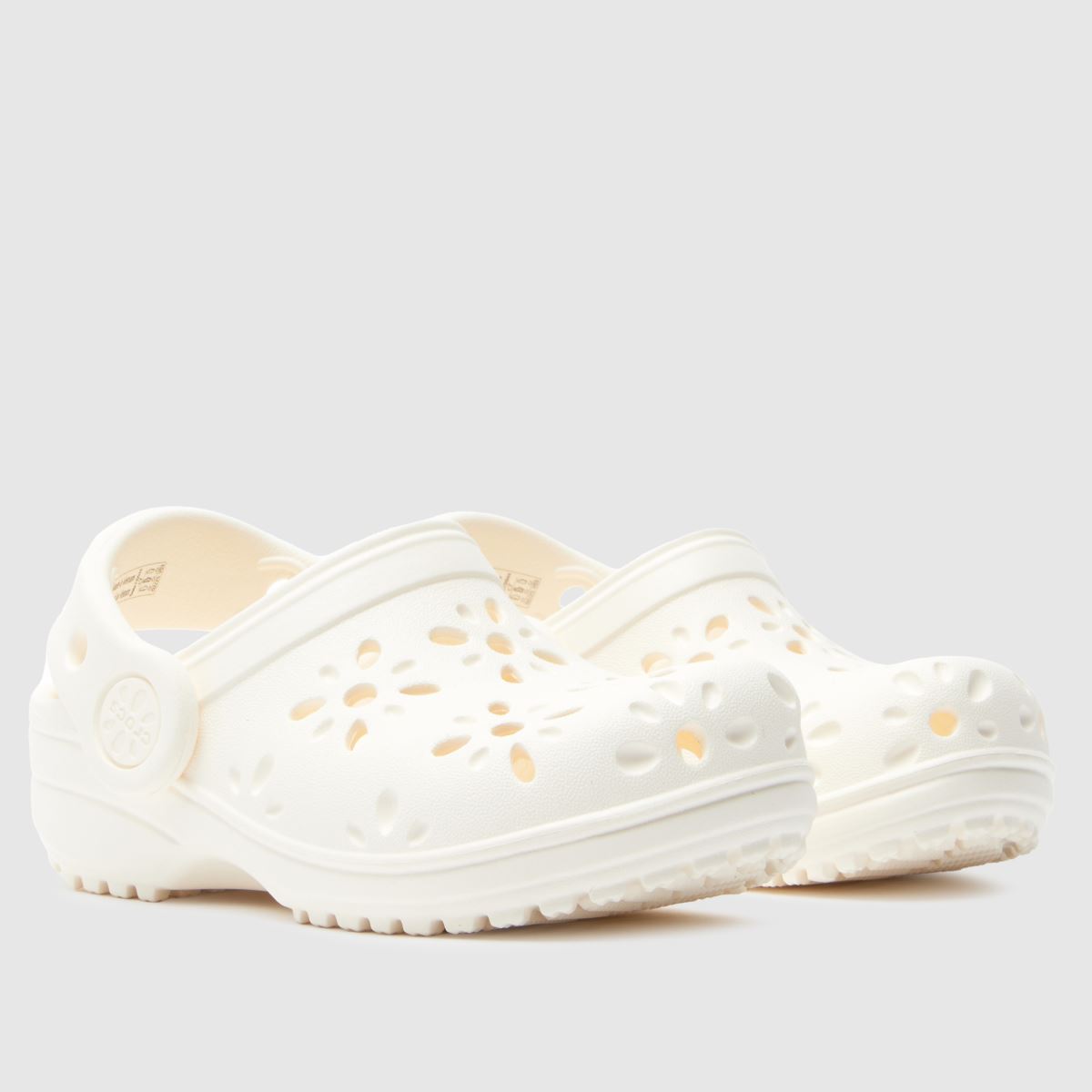 Schuh Crocs Classic Floral Cut Out Clog Girls Toddler In Off-White