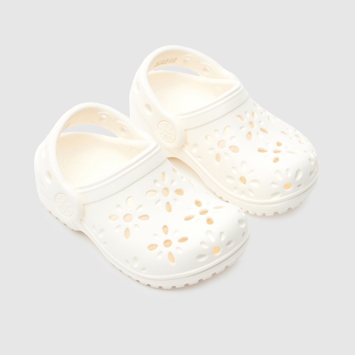 Schuh Crocs Classic Floral Cut Out Clog Girls Toddler In Off-White