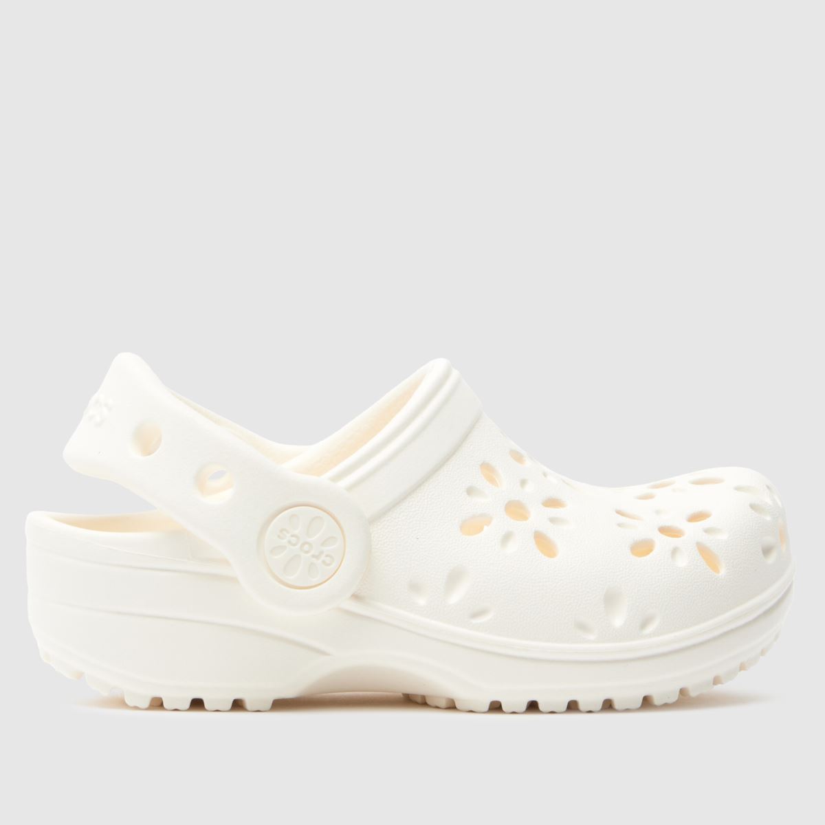 schuh Crocs Classic Floral Cut Out Clog Girls Toddler in Off-White
