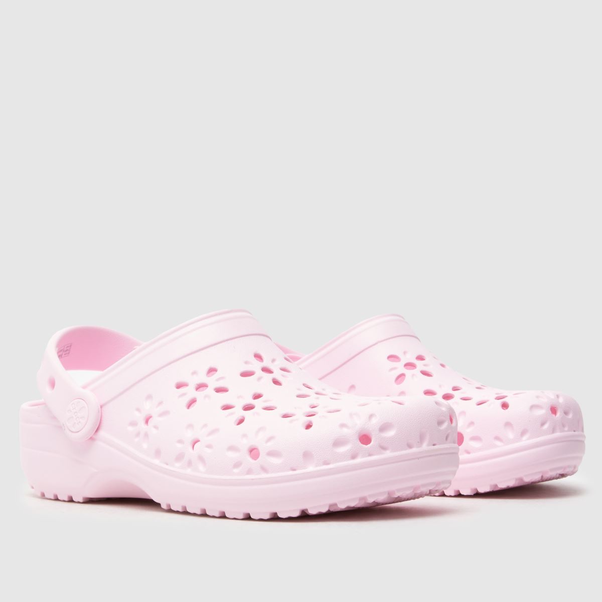 Schuh Crocs Floral Cut Out Clog Girls Youth In Pale Pink