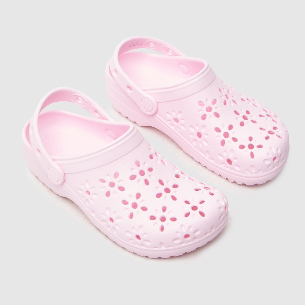 Schuh Crocs Floral Cut Out Clog Girls Youth In Pale Pink