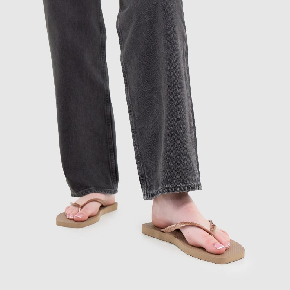 Schuh Havaianas Slim Square Logo Metallic In Rose Gold