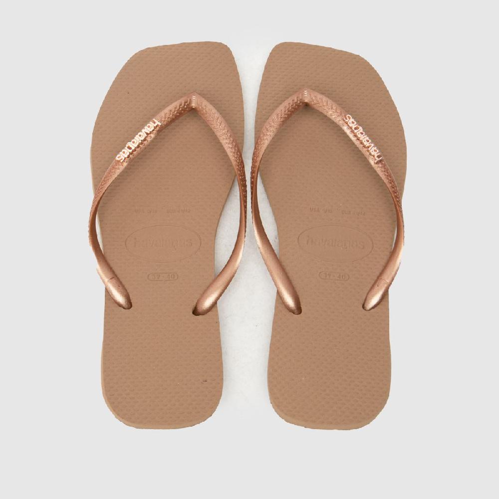 Schuh Havaianas Slim Square Logo Metallic In Rose Gold