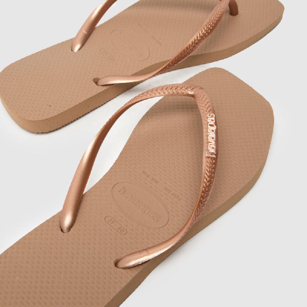 Schuh Havaianas Slim Square Logo Metallic In Rose Gold