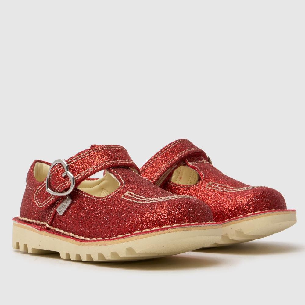 Schuh Kickers Kick T-Bar Glitter Girls Toddler In Red