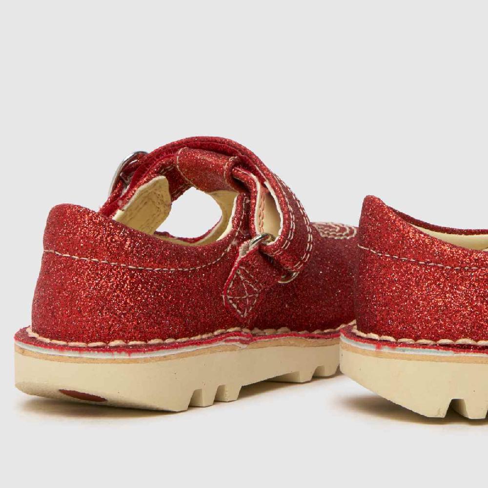 Schuh Kickers Kick T-Bar Glitter Girls Toddler In Red
