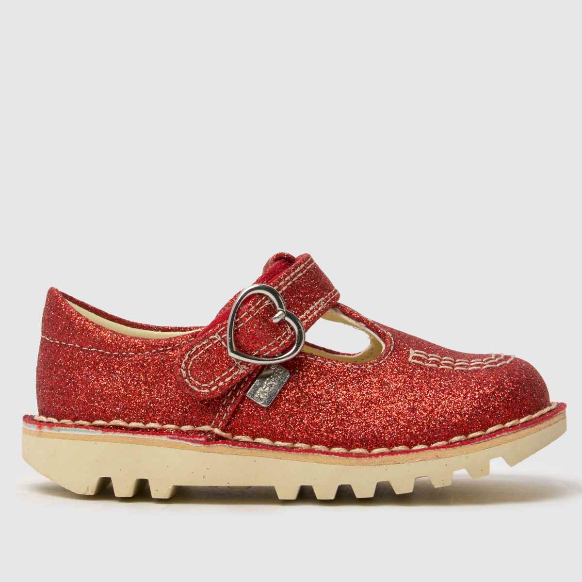 schuh Kickers Kick T-Bar Glitter Girls Toddler in Red