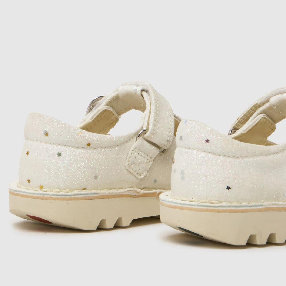 Schuh Kickers Kick T-Bar Glitter Girls Toddler In White