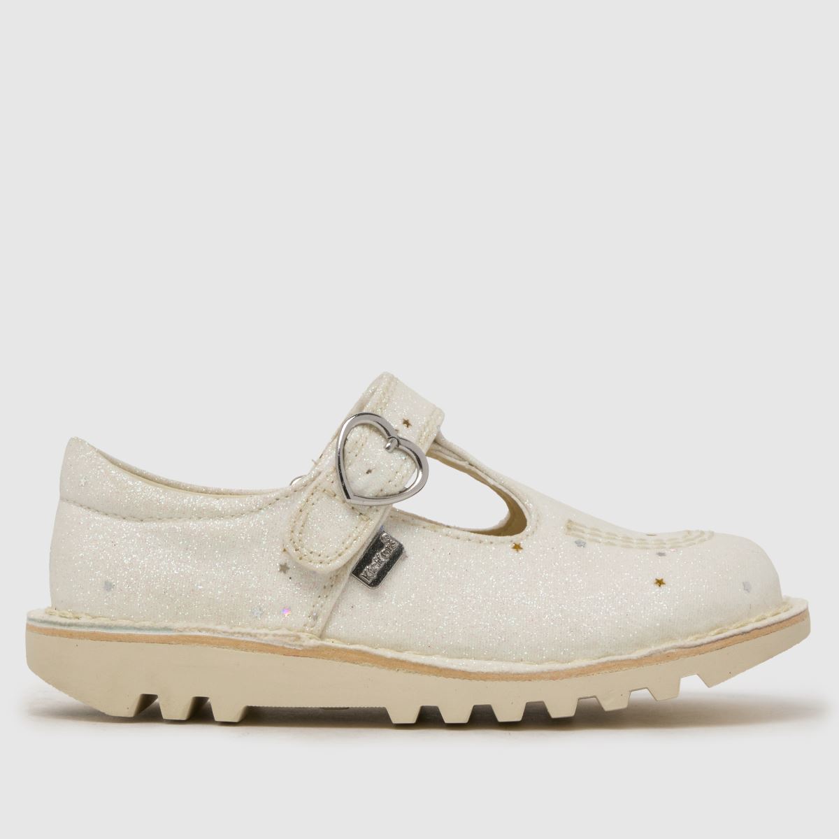 schuh Kickers Kick T-Bar Glitter Girls Toddler in White