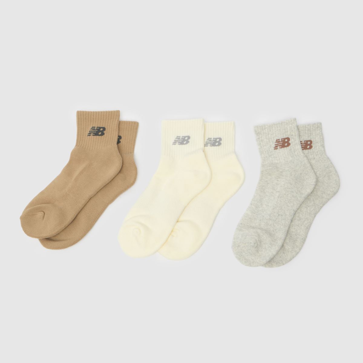 schuh New Balance Essentials Ankle Sock 3 Pack in Beige Multi