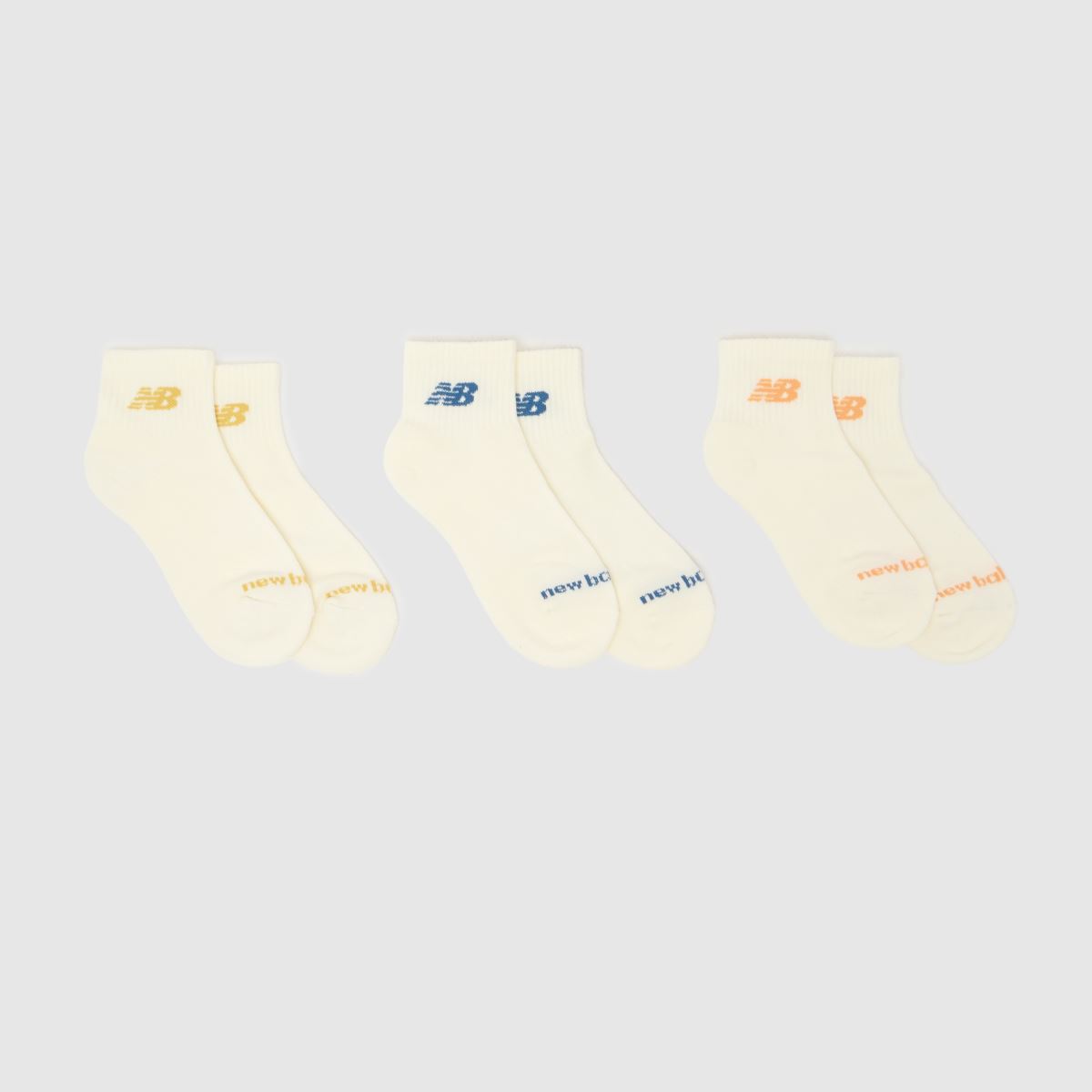 schuh New Balance Everyday Ankle Socks 3 PK in Off-White Multi