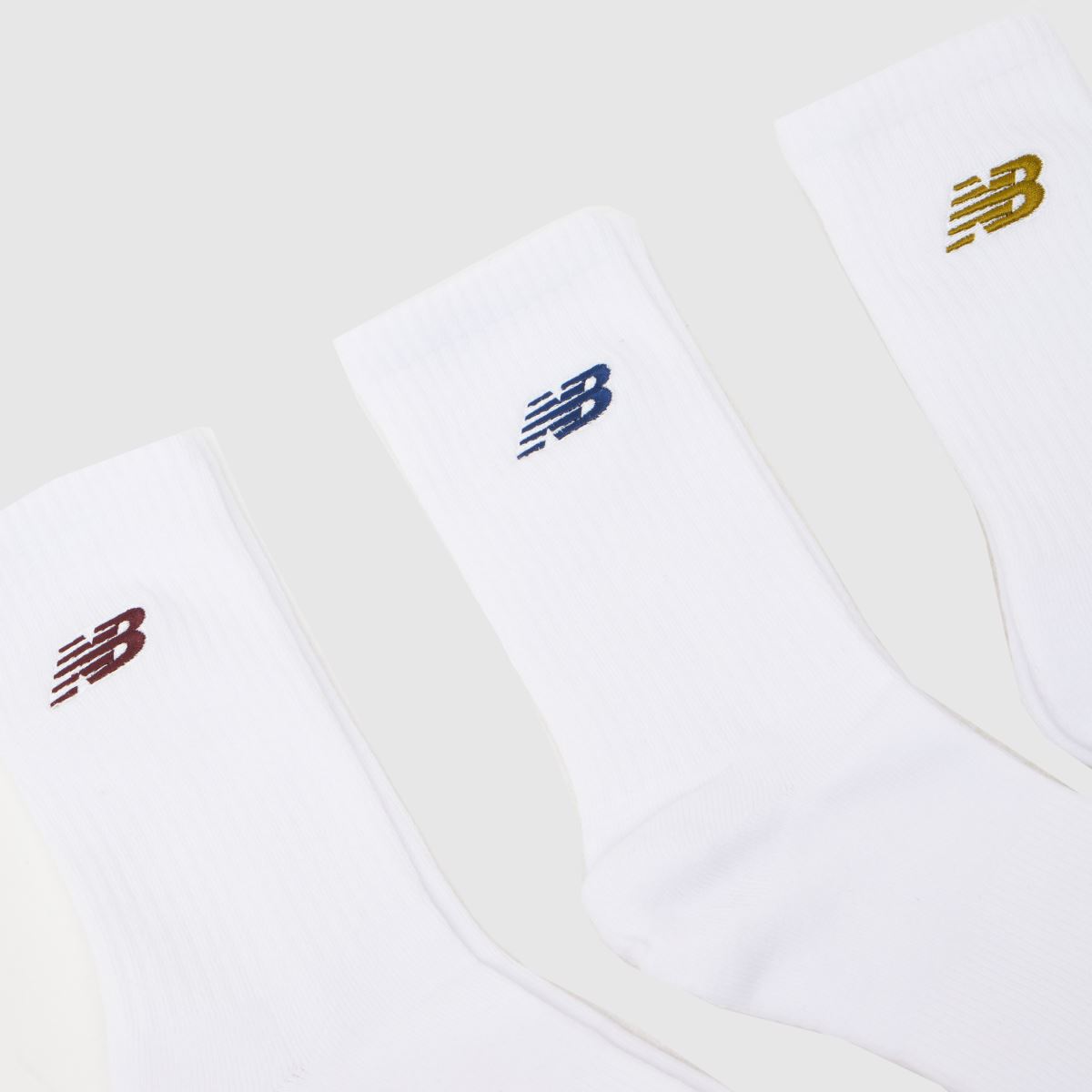 Schuh New Balance Mid Calf Embroidered Socks 6PK In White Multi