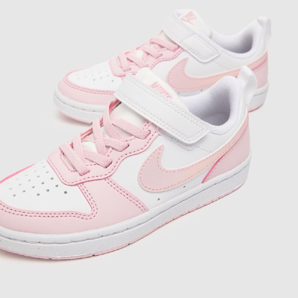 Schuh Nike Court Borough Low Girls Junior In White & Pink