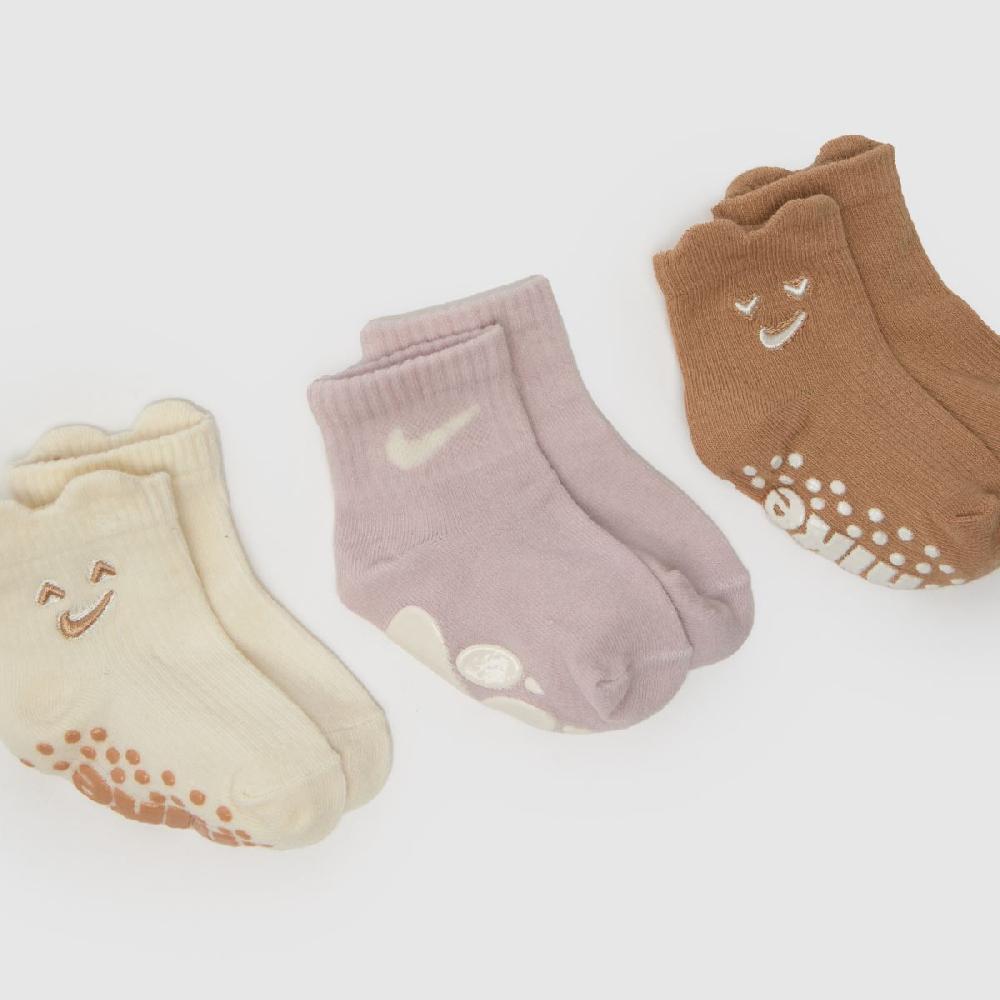 Schuh Nike Infant Cozy Ribbed Socks 3 Pk In Brown Multi