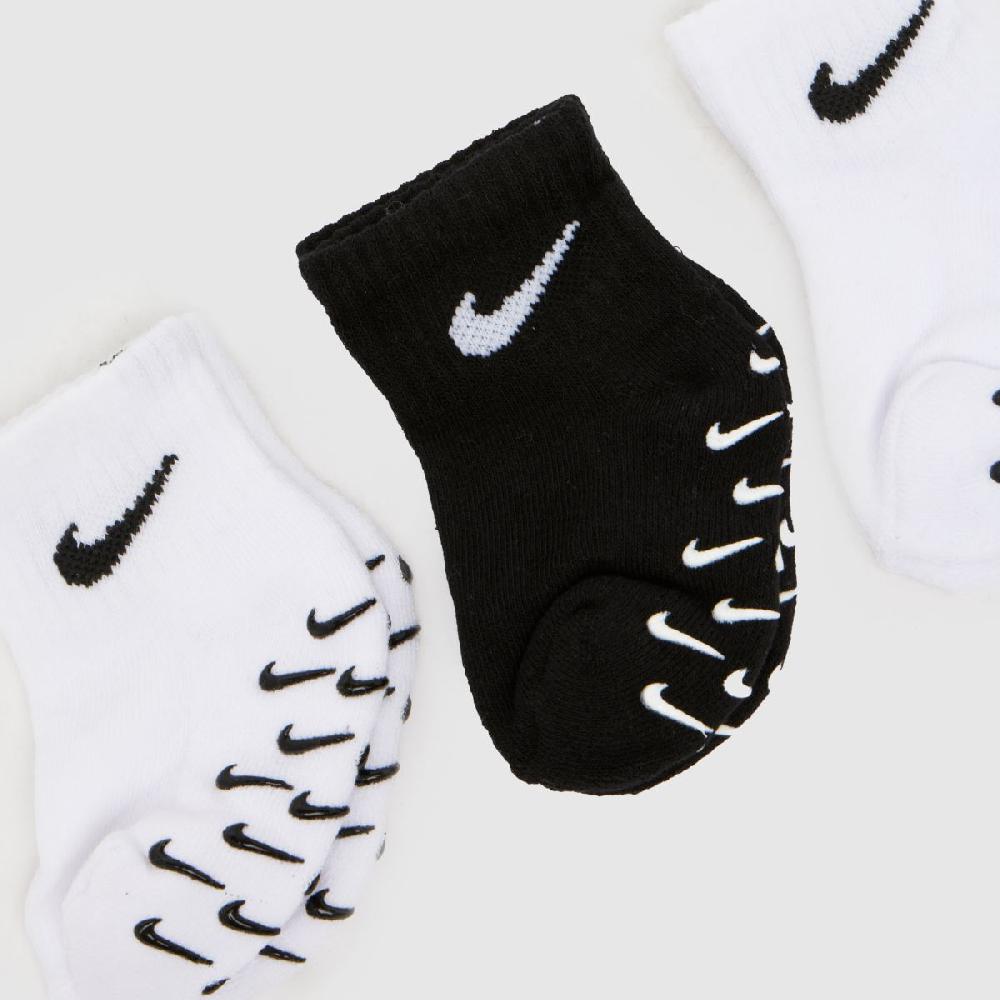Schuh Nike Infant Grip Swoosh Socks 3PK In White & Black