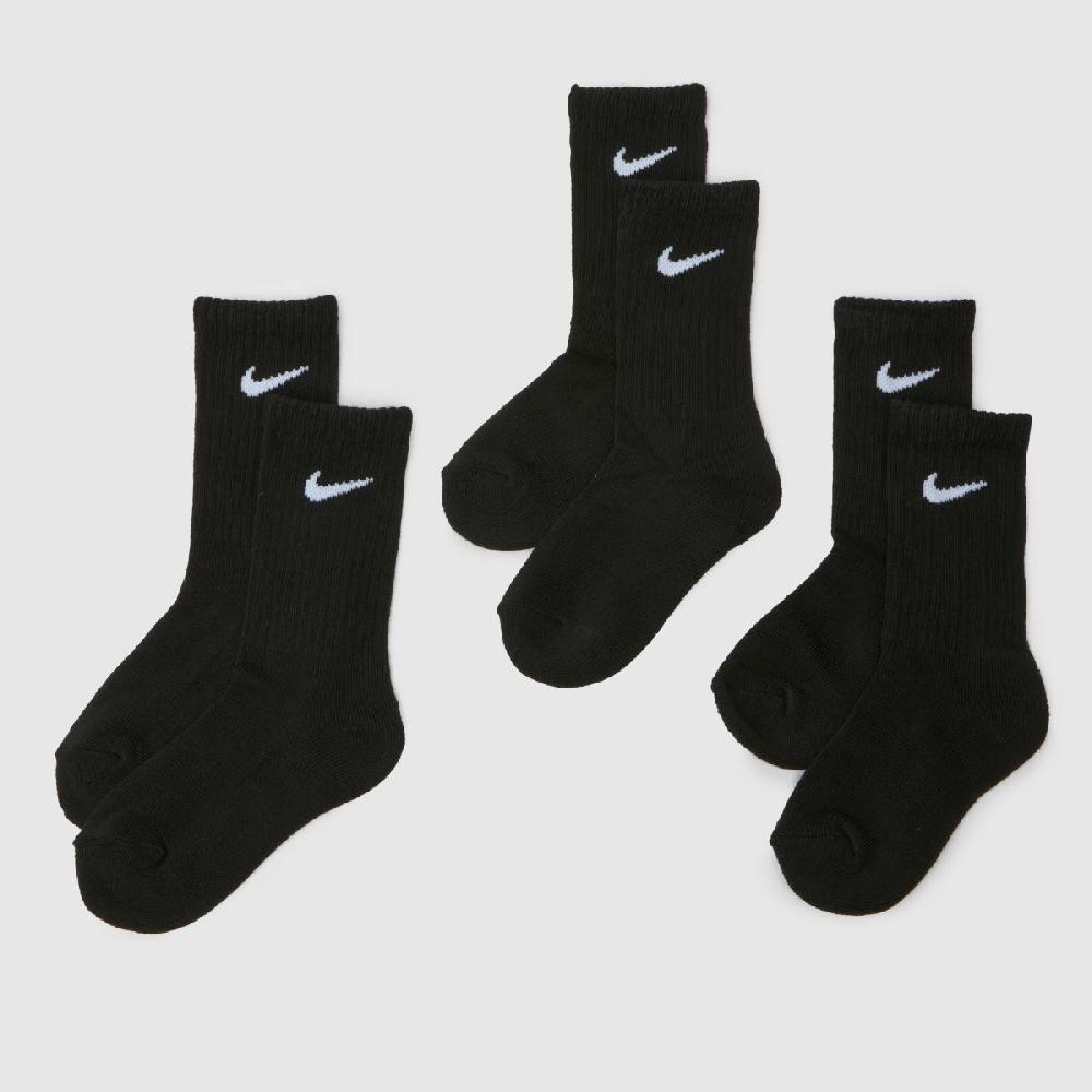 schuh Nike Kids Basic Crew Socks 3 Pack in Black & White