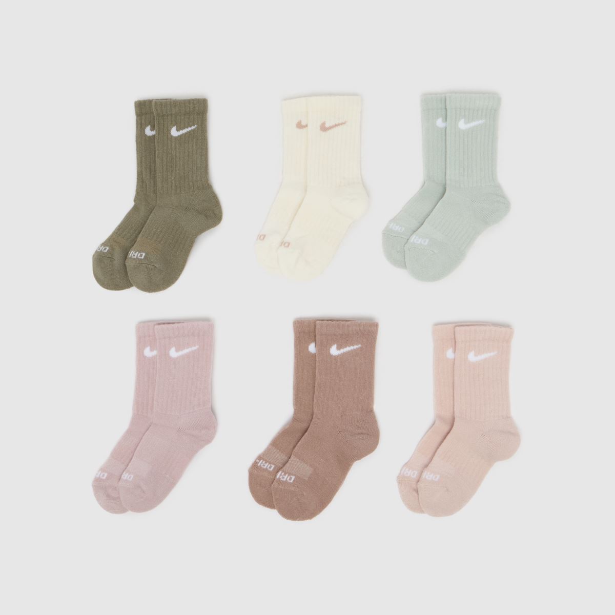 schuh Nike Kids Basic Crew Socks 6 Pack in Beige Multi