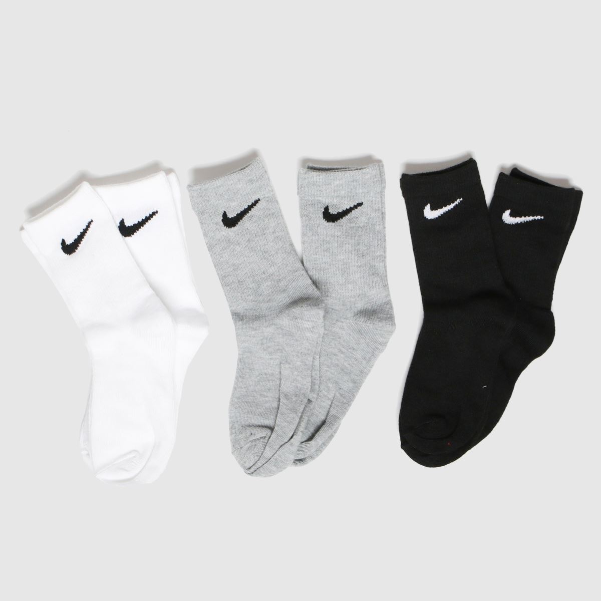 Schuh Nike Kids Basic Crew Socks 6 Pack In Black & Grey