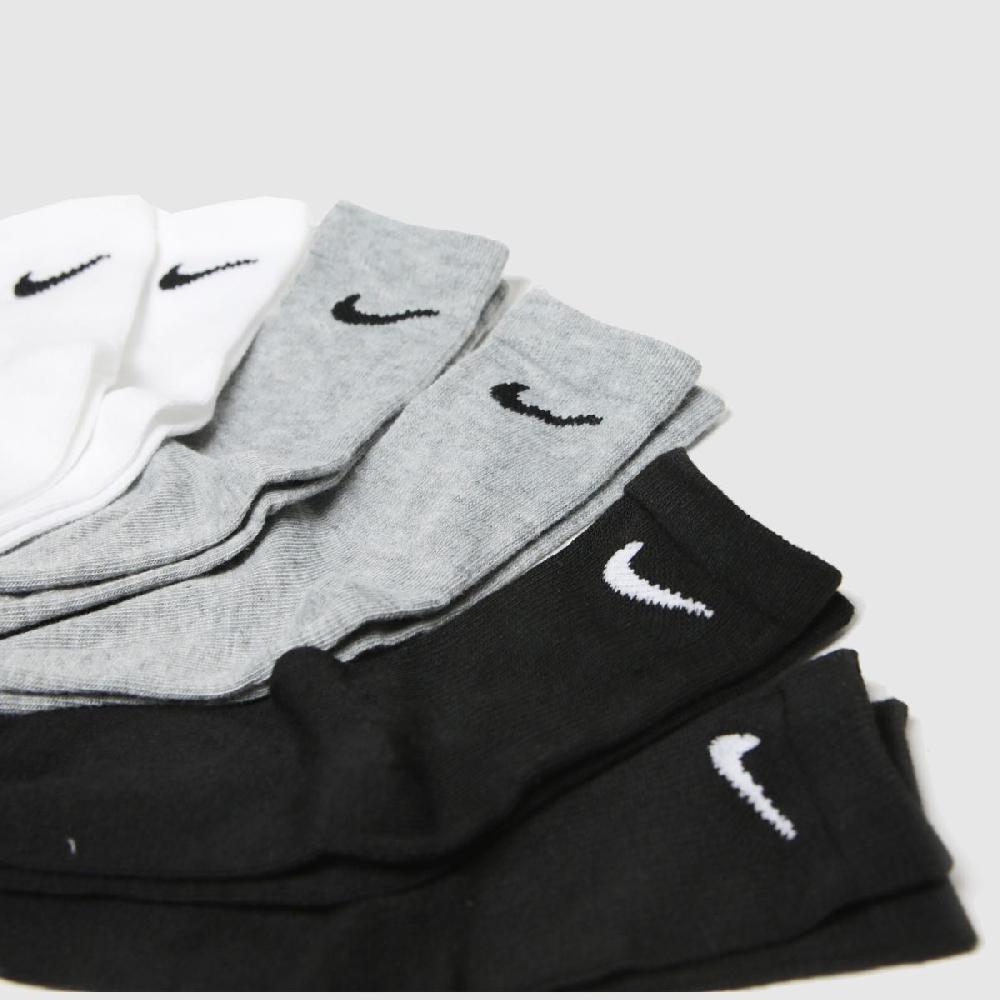 Schuh Nike Kids Basic Crew Socks 6 Pack In Black & Grey