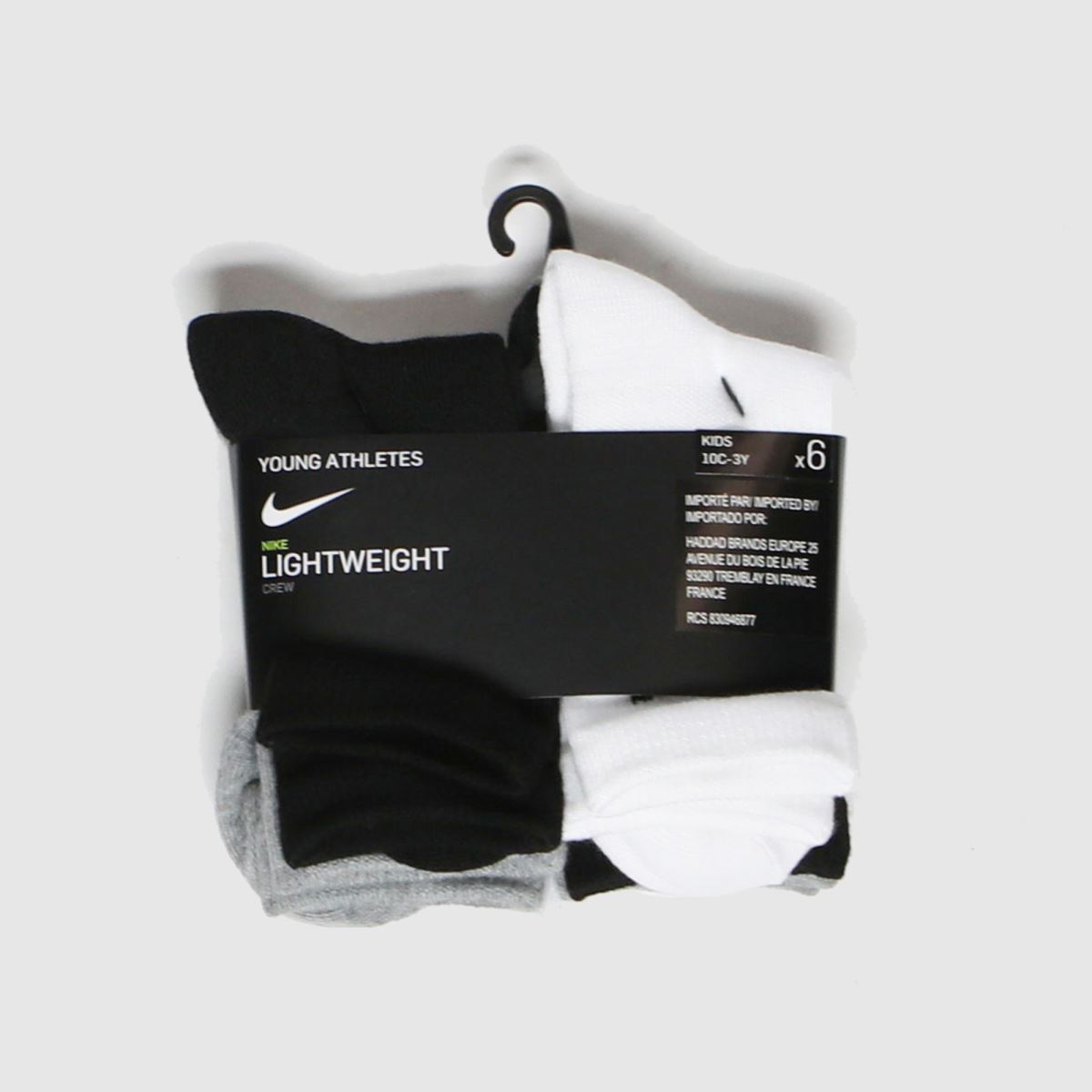 Schuh Nike Kids Basic Crew Socks 6 Pack In Black & Grey