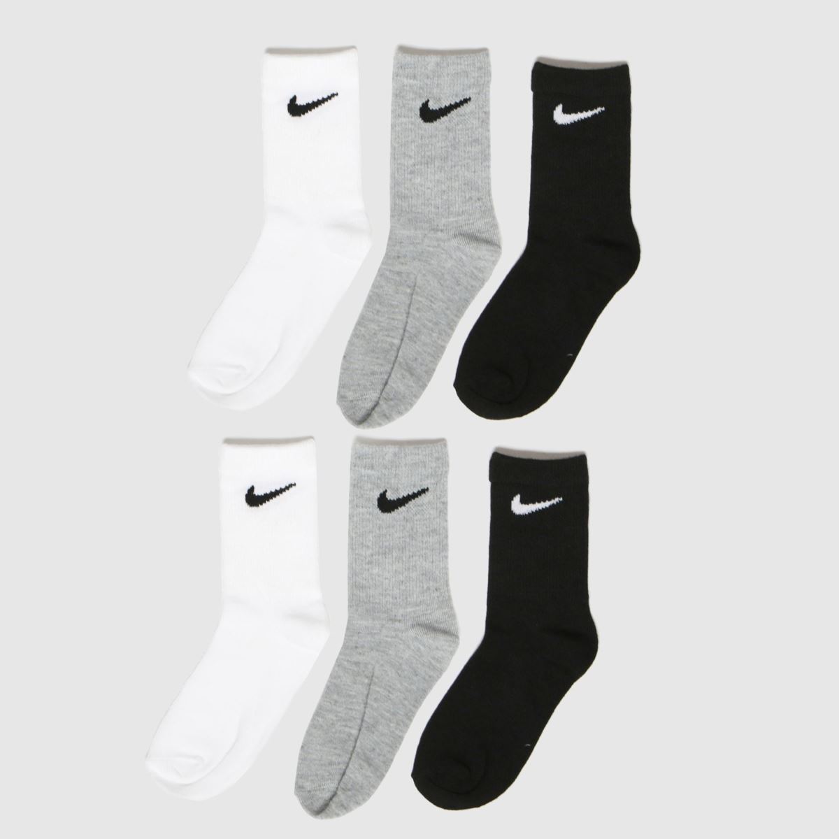 schuh Nike Kids Basic Crew Socks 6 Pack in Black & Grey