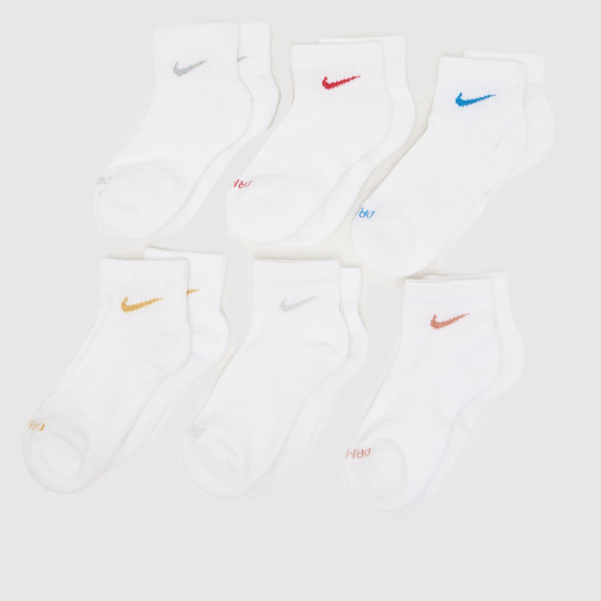 schuh Nike Kids Everyday Ankle Socks 6 PK in White Multi