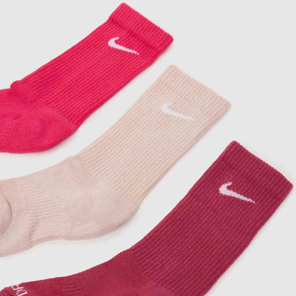 Schuh Nike Kids Everyday Crew Socks 3PK In Pink Multi
