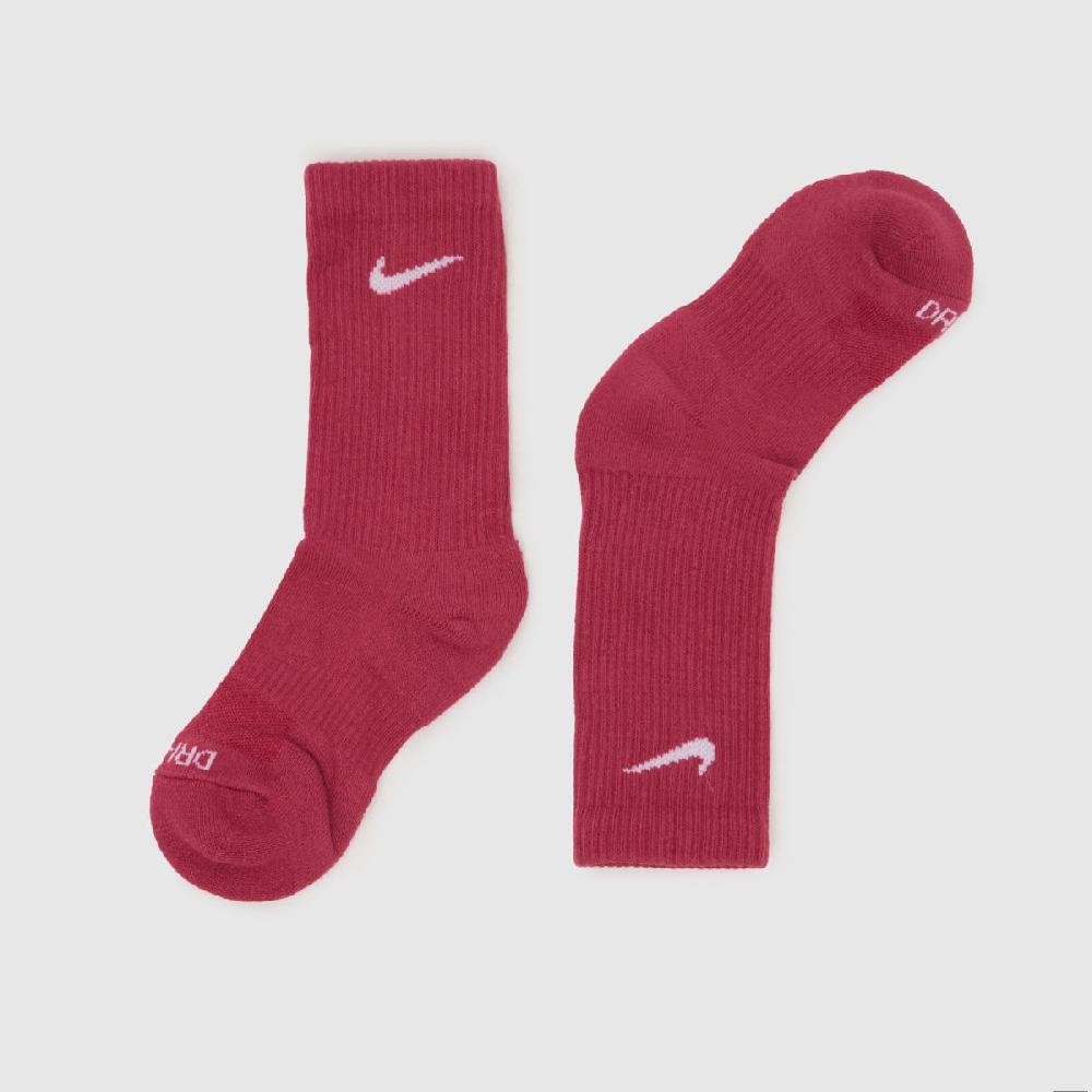 Schuh Nike Kids Everyday Crew Socks 3PK In Pink Multi