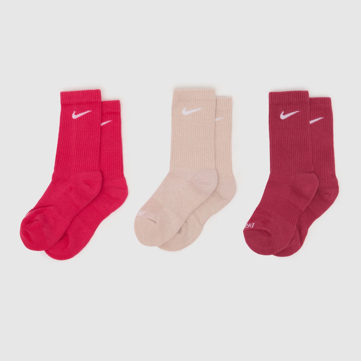 schuh Nike Kids Everyday Crew Socks 3PK in Pink Multi