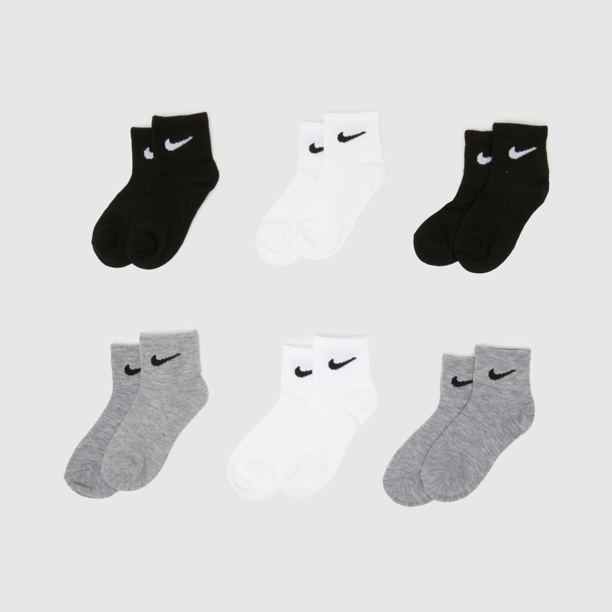 schuh Nike Kids Quarter Socks 6 Pack in Black & White