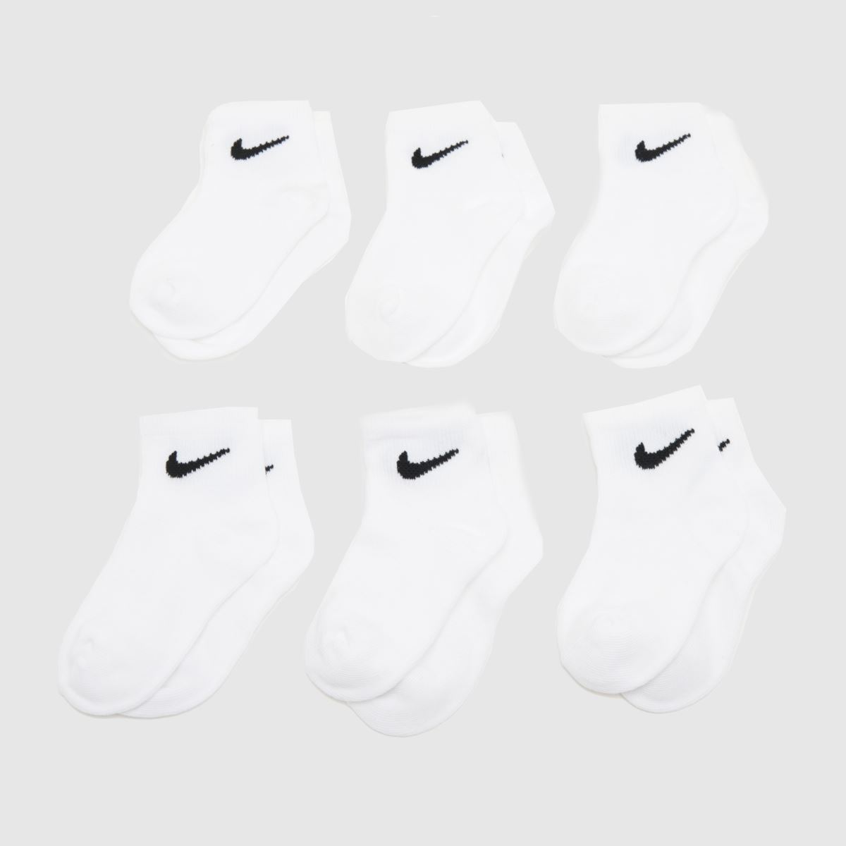 schuh Nike Kids Quarter Socks 6 Pack in White & Black