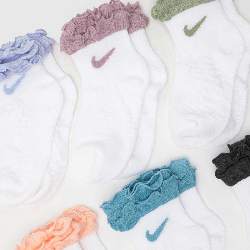 Schuh Nike Kids Ruffle Ankle Socks 6 Pk In White Multi