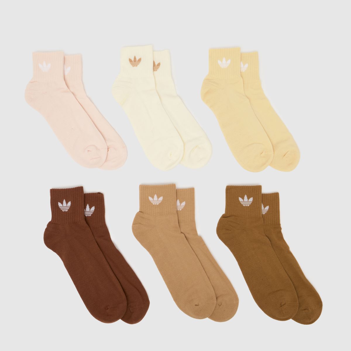 schuh adidas Mid Ankle Sock 6 PK in Beige Multi
