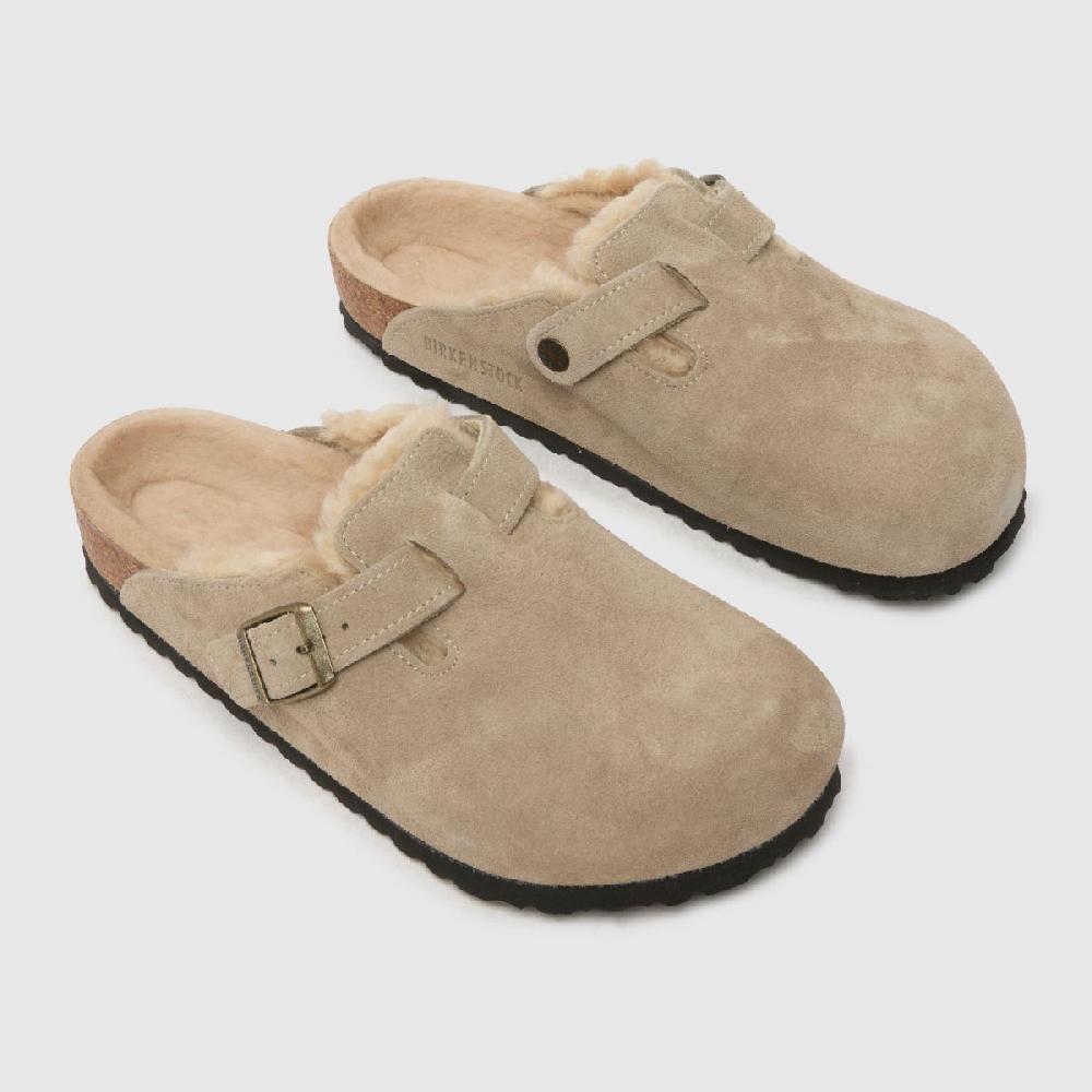 Schuh Birkenstock Boston Shearling Clog In Taupe