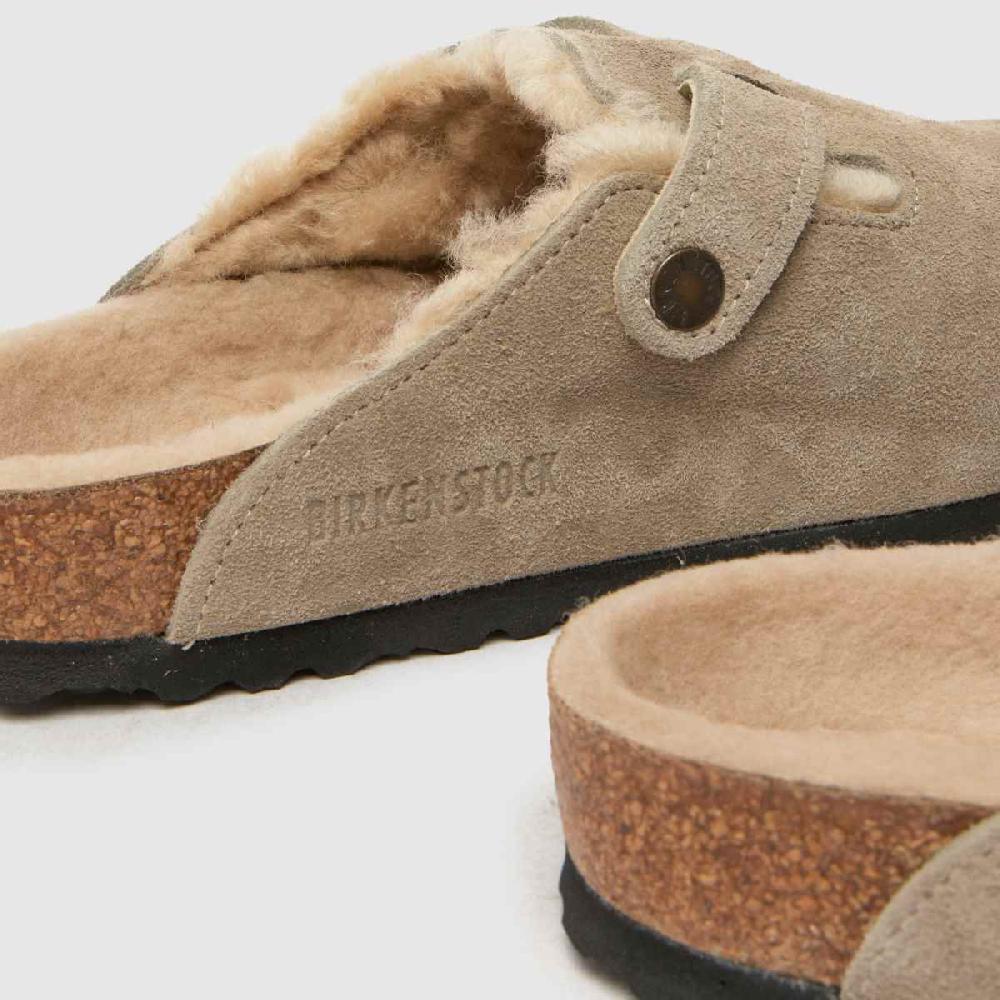 Schuh Birkenstock Boston Shearling Clog In Taupe