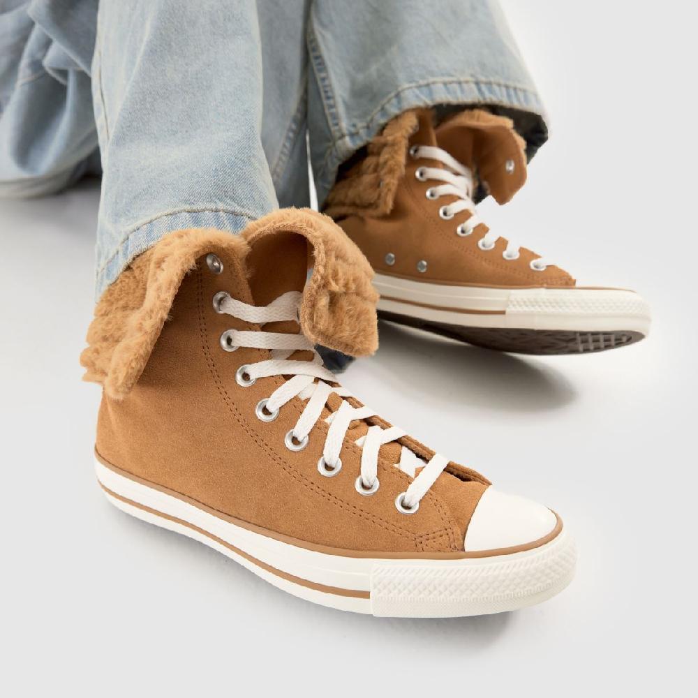 Schuh Converse All Star Fold Over XHi In Tan