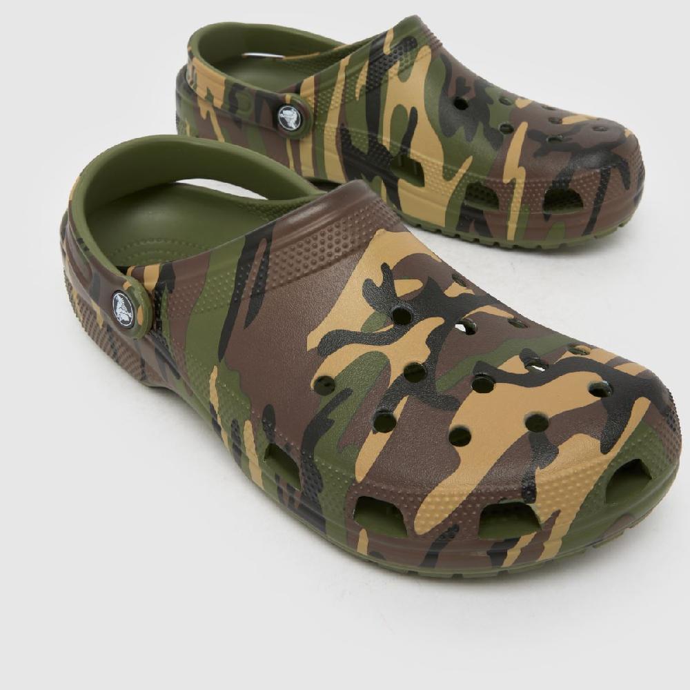 Schuh Crocs Classic Camo Clog In Green Multi