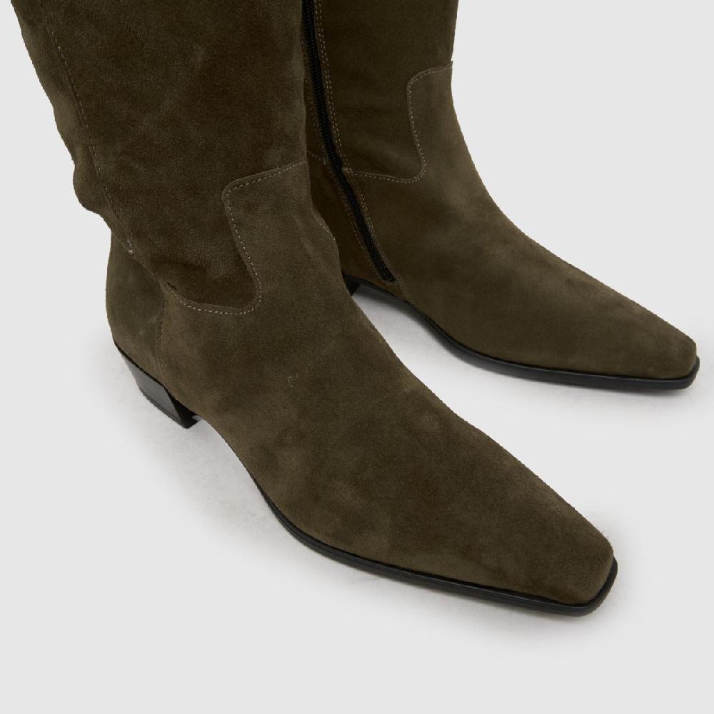 Schuh Schuh Daffy Suede Over The Knee In Dark Green