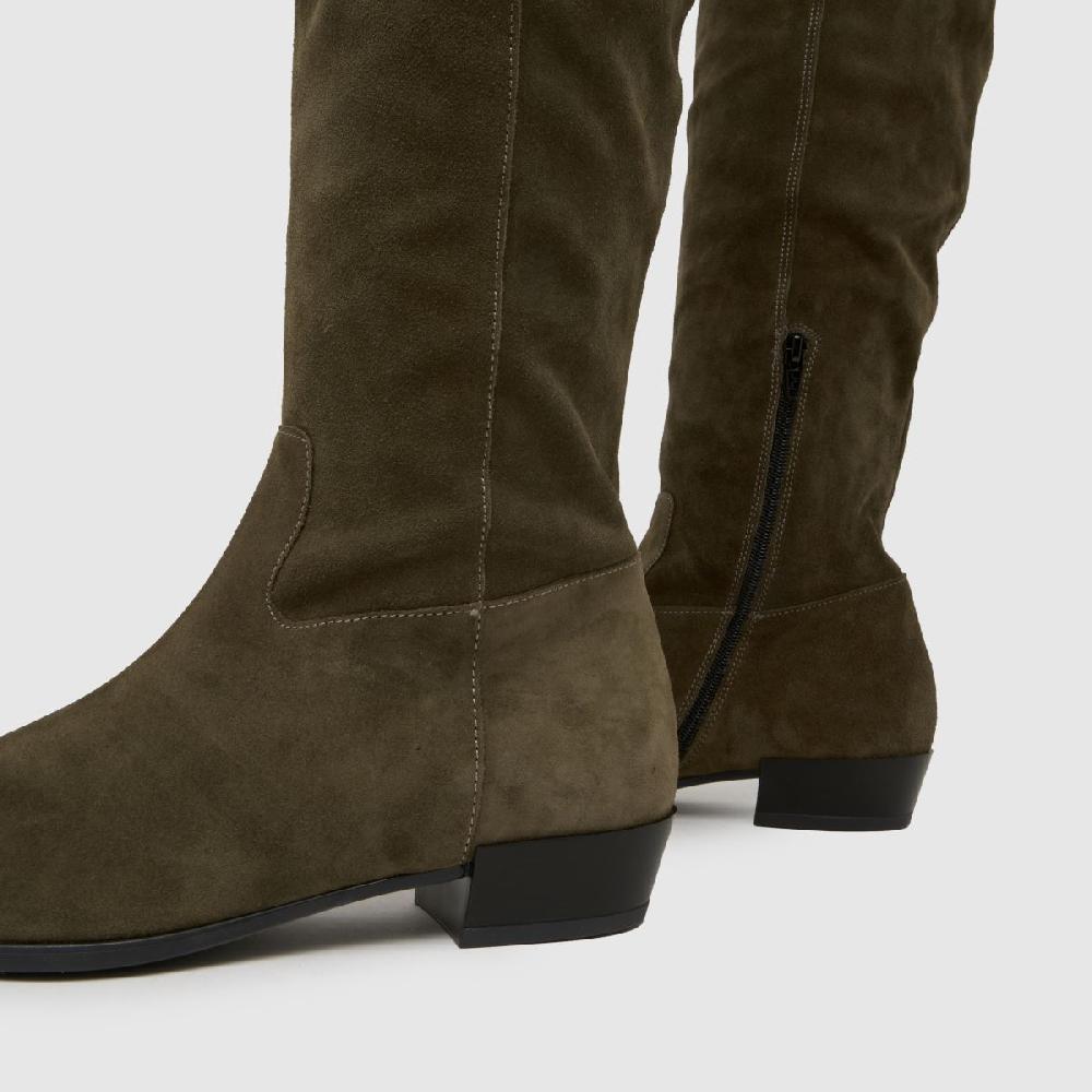 Schuh Schuh Daffy Suede Over The Knee In Dark Green