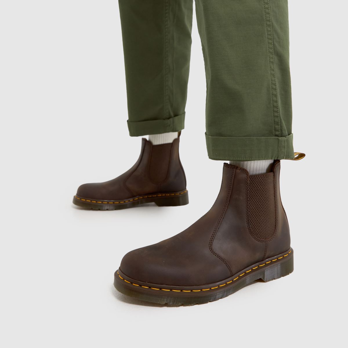 Schuh Dr Martens 2976 Yellow Stitch In Dark Brown