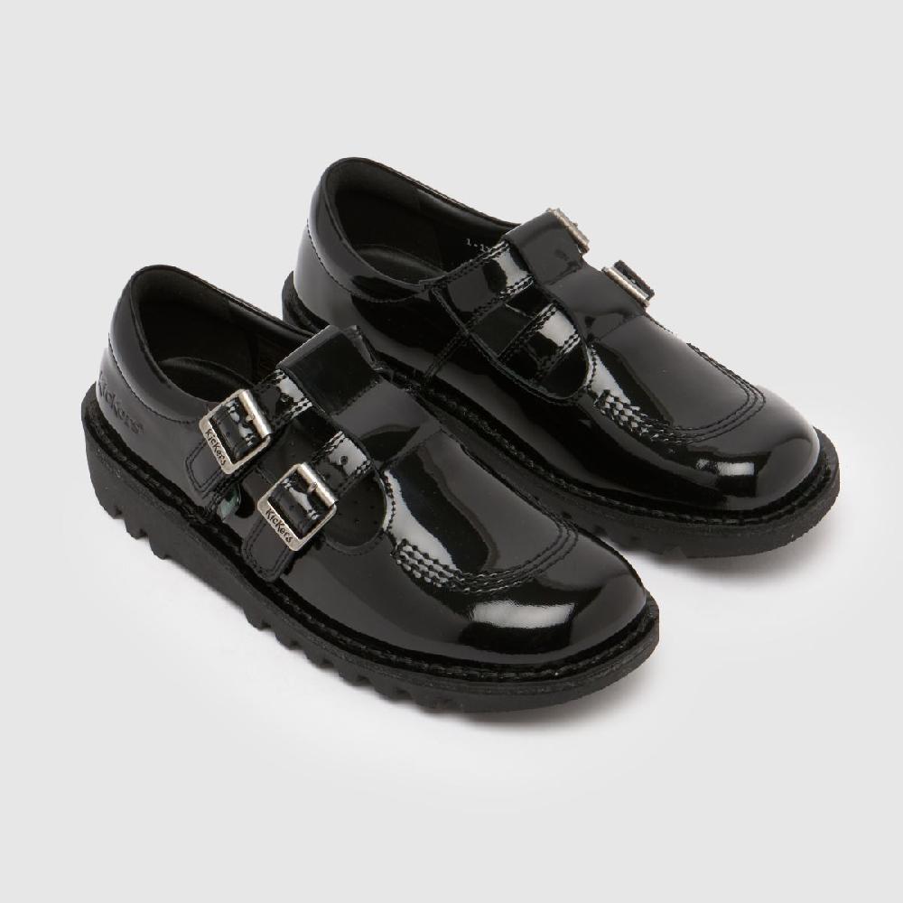 Schuh Kickers Double Patent T-Bar In Black