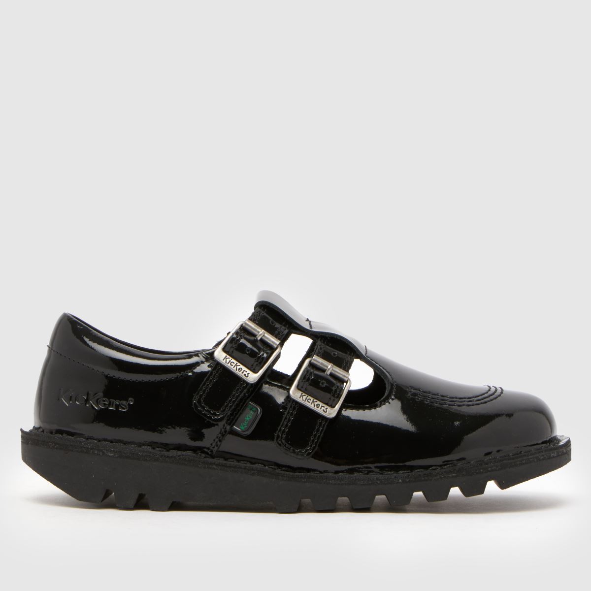 schuh Kickers Double Patent T-Bar in Black