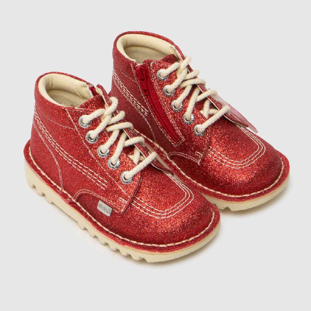 Schuh Kickers Kick Hi Glitter Girls Toddler In Red