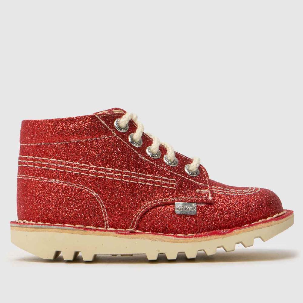 schuh Kickers Kick Hi Glitter Girls Toddler in Red