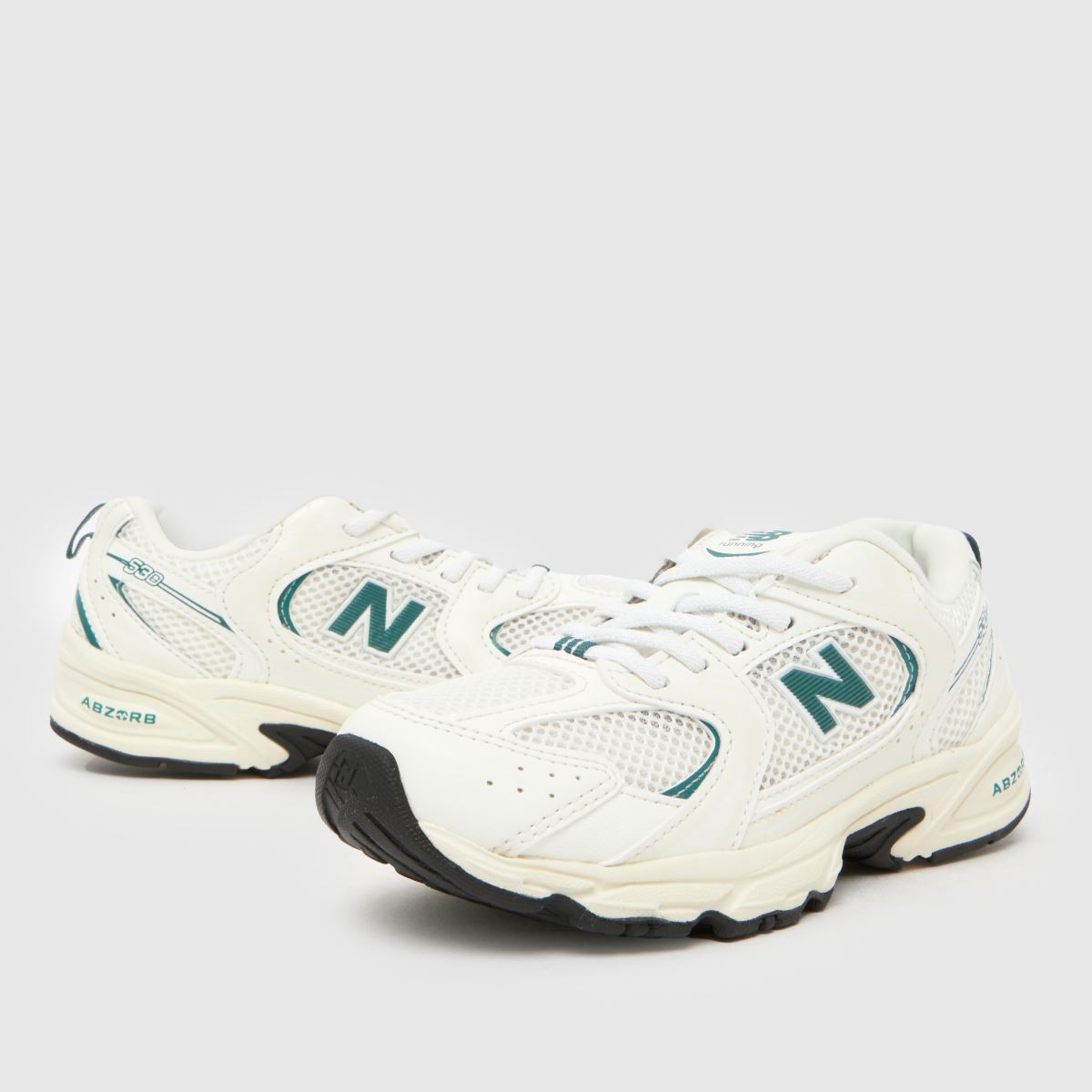 Schuh New Balance 530 Junior In White & Green