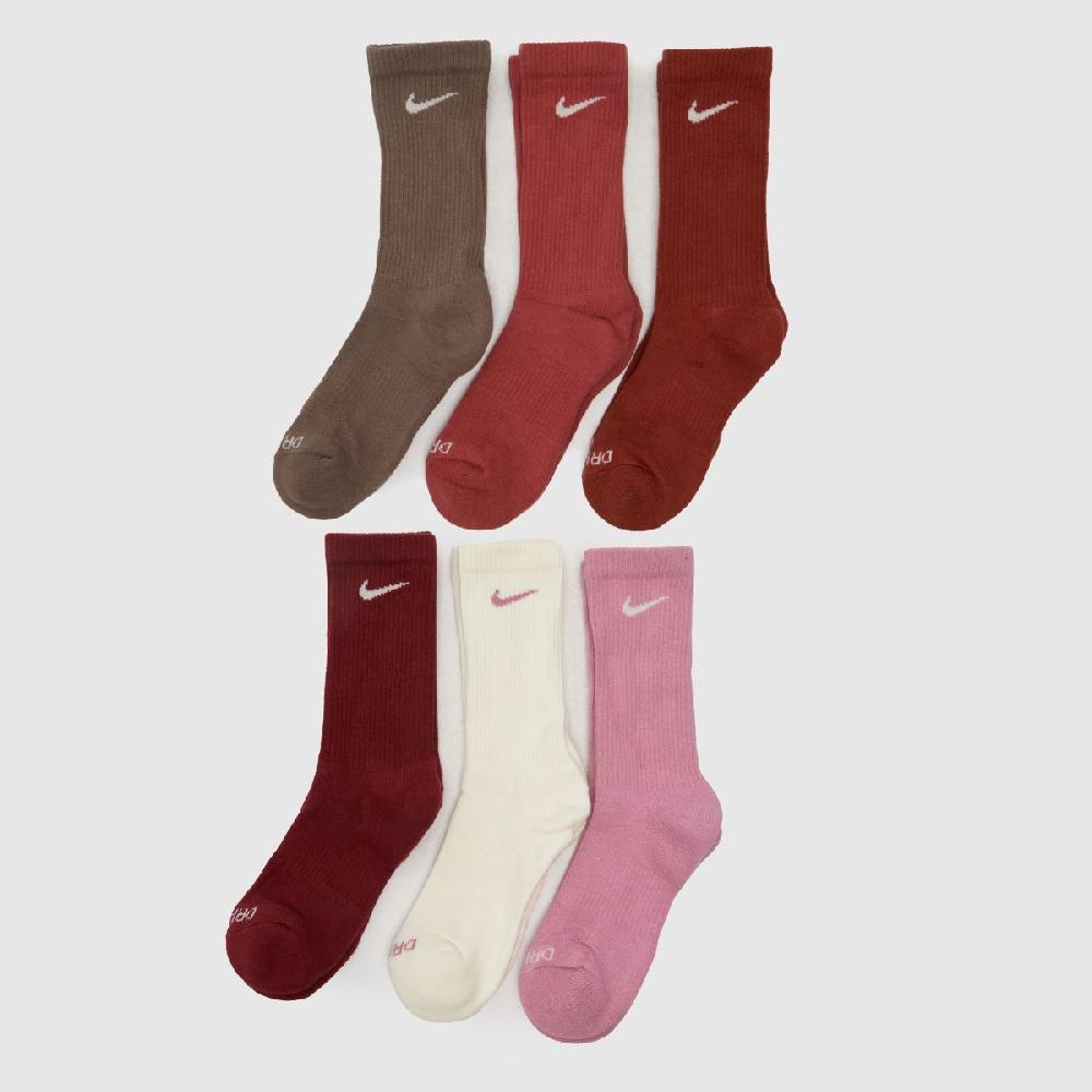 schuh Nike Everyday Crew Sock 6 Pack in Pink Multi