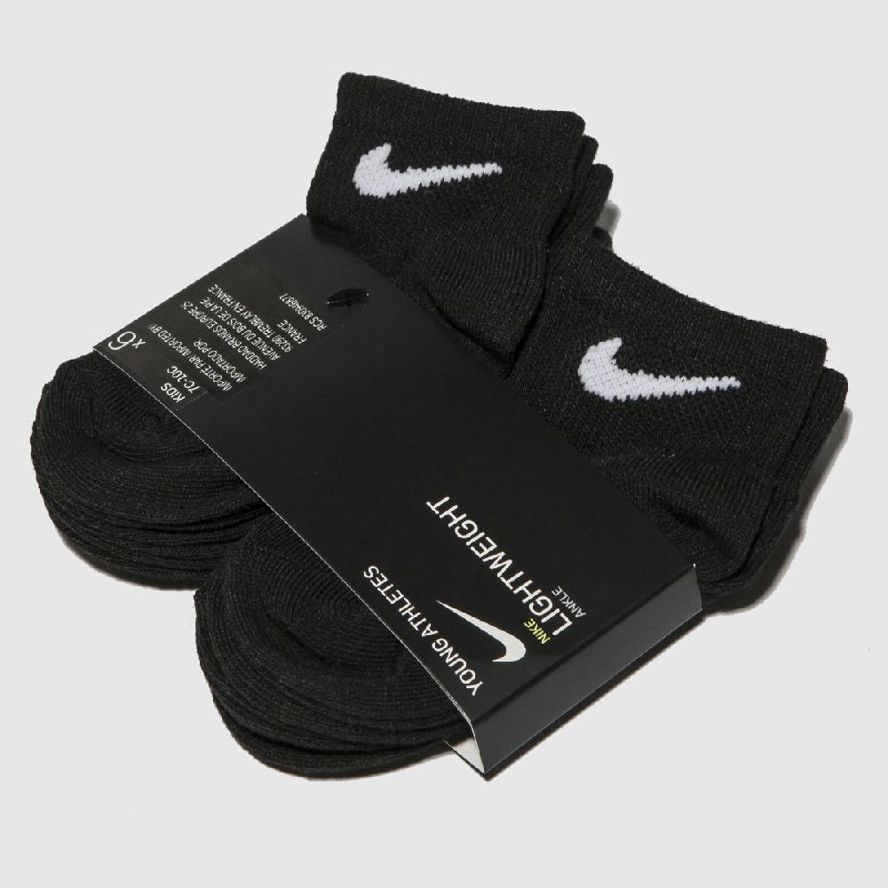 schuh Nike Kids Ankle Socks 6 Pack in Black & White